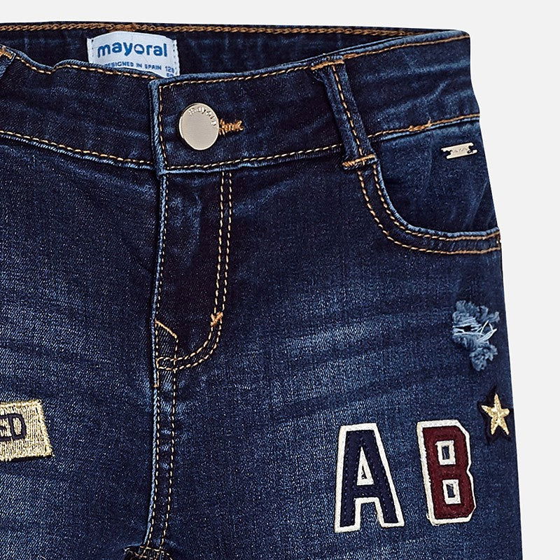 Mayoral 7538-17 Spodnie dziewczęce kolor Ciemny granat -  - #tag1# - #tag2# - #tag3# - #tag4#