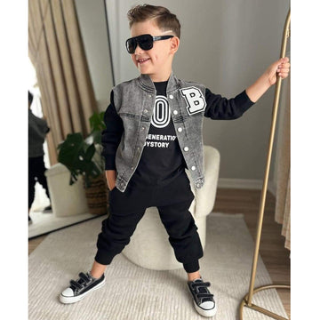 3-teiliger Sport-Trainingsanzug für Jungen, schwarz, BoyBoy 43070-101024