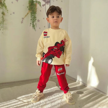 Jungen Trainingsanzug Blöcke rot Jeliboom 2593-22125-18