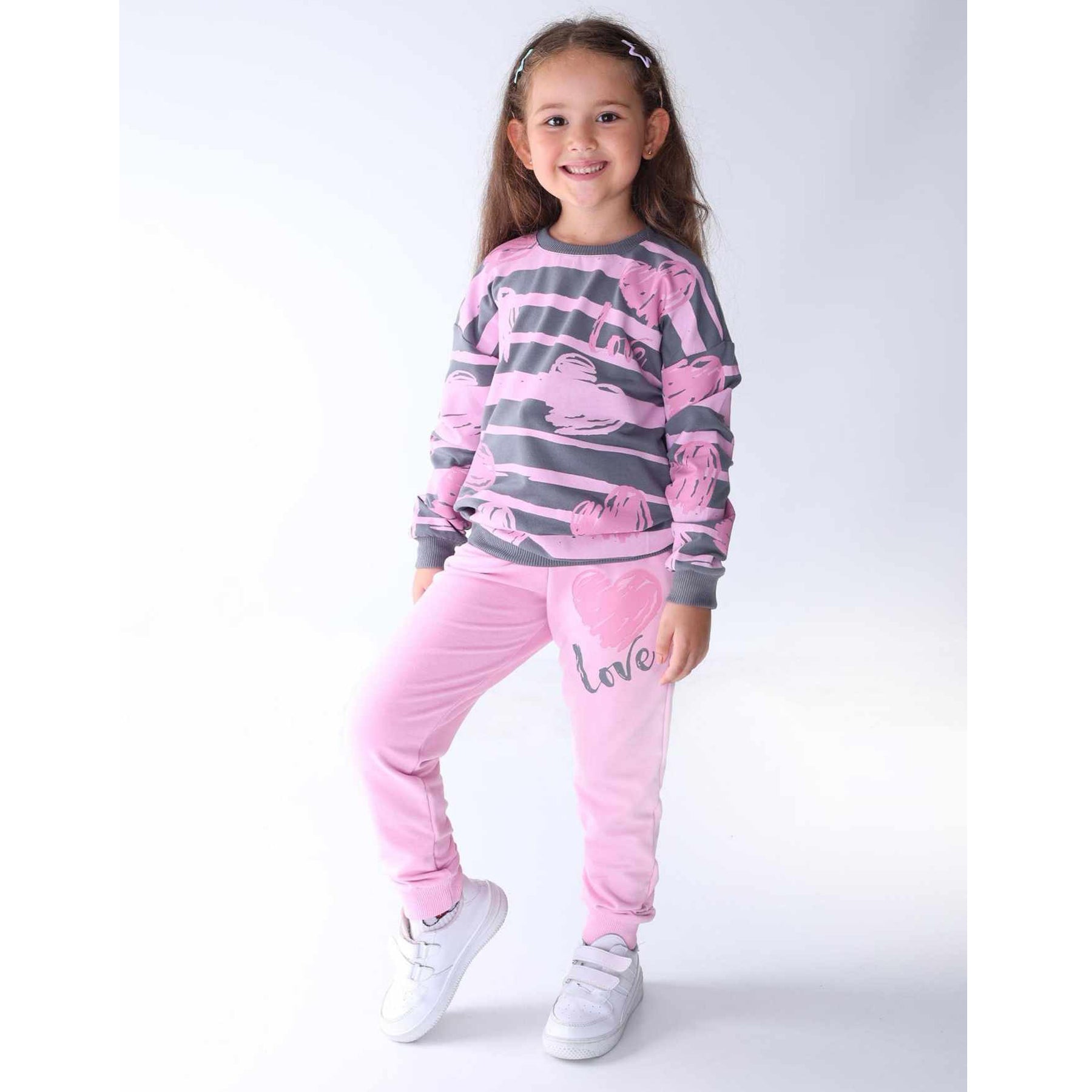 Rosa Trainingsanzug für Mädchen, 2-teilig, Sweatshirt und Hose, Stella Kids 913-71024