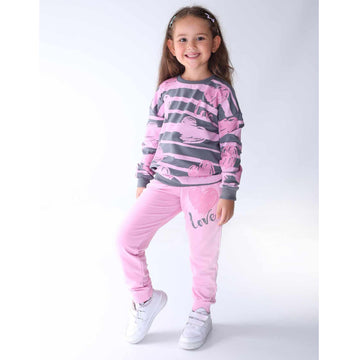 Rosa Trainingsanzug für Mädchen, 2-teilig, Sweatshirt und Hose, Stella Kids 913-71024