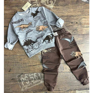 2-teiliger Dinosaurier-Trainingsanzug für Jungen, Schokolade, Soliday 23303-19924