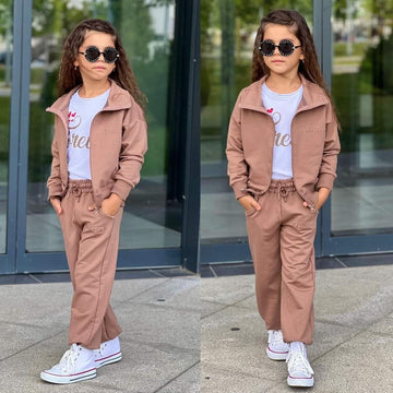 3-teiliger Sportanzug für Mädchen Beige Bam Bam 6104-30924