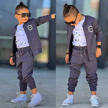 3-teiliger Trainingsanzug für Jungen, Graphit, Bam Bam 8011-30924