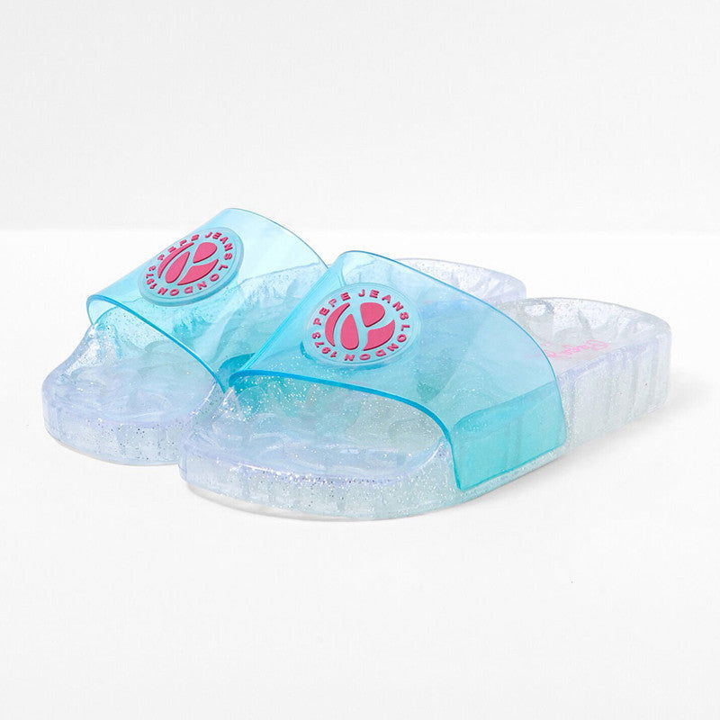 Pepe Jeans Klapki WAVE BADGE junior girl PGS70047-537 TURQUOISE -  - #tag1# - #tag2# - #tag3# - #tag4#