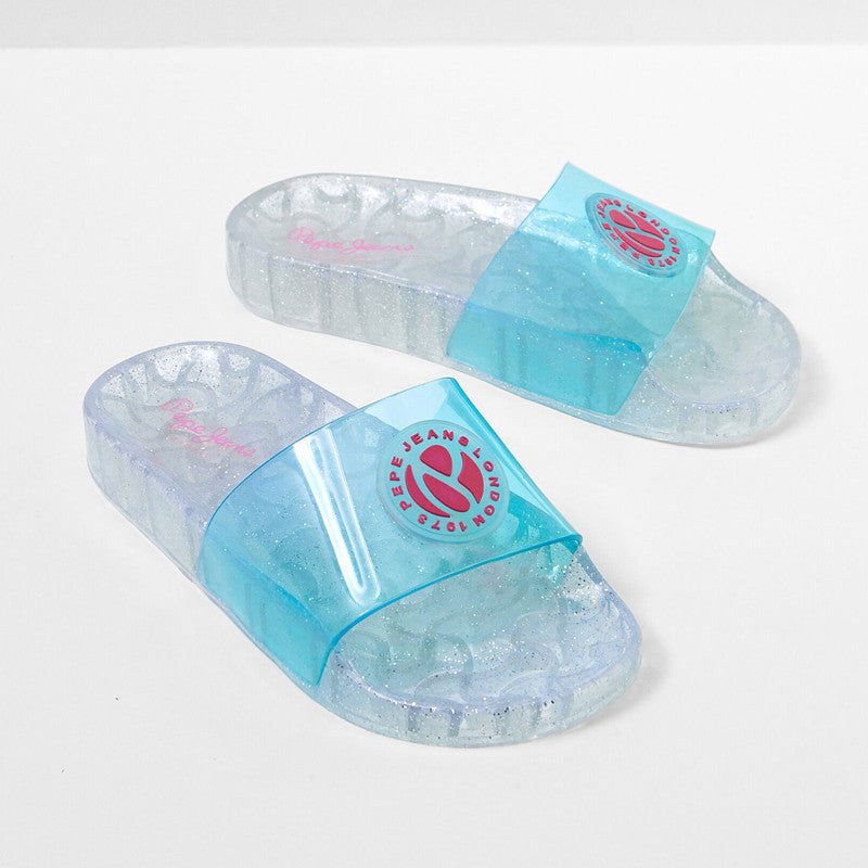 Pepe Jeans Klapki WAVE BADGE junior girl PGS70047-537 TURQUOISE -  - #tag1# - #tag2# - #tag3# - #tag4#