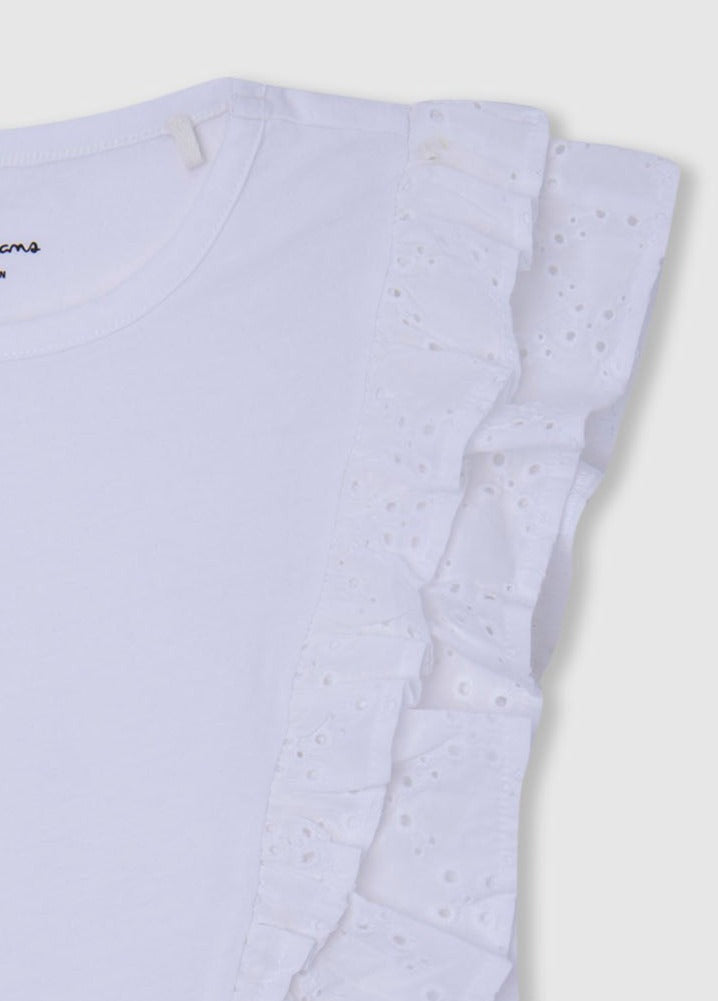 Pepe Jeans PG502949-800 Bluzka falbanka NICOLASA dziewczynka kolor biały -  - #tag1# - #tag2# - #tag3# - #tag4#