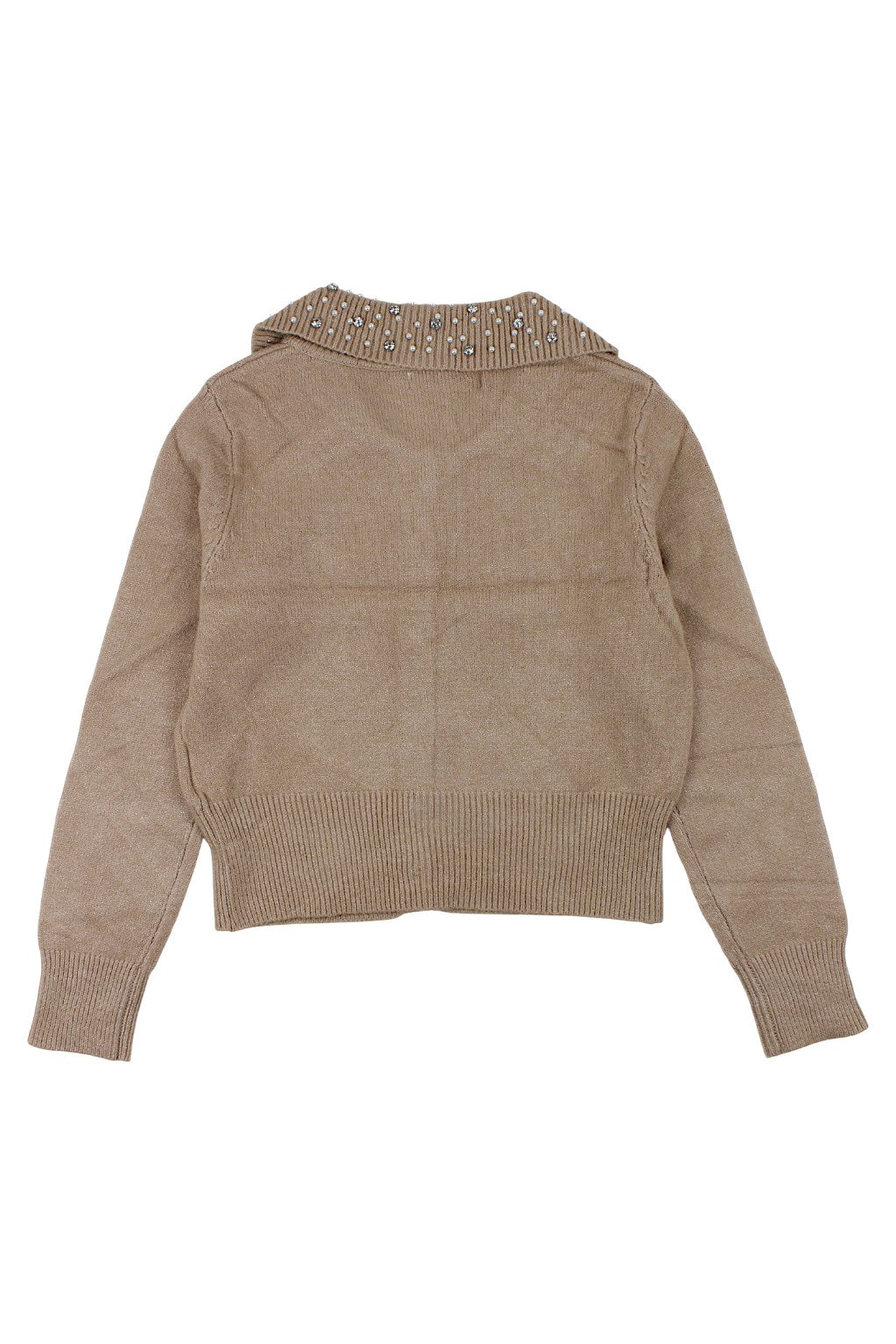 Mädchenpullover mit Kragen und Verzierungen, beige Injuly AZ-7004-221025-1