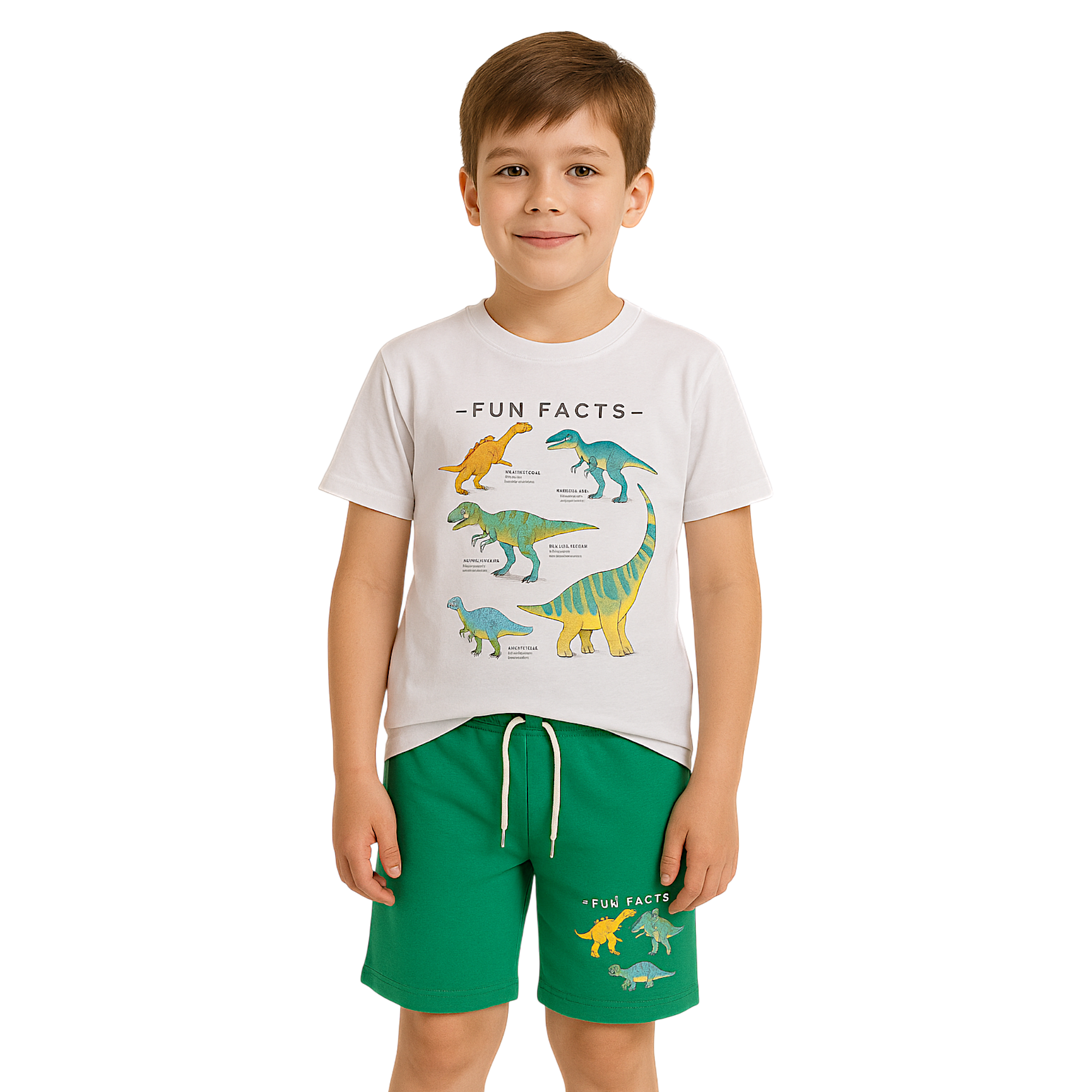 Jungen Dinosaurier Shorts Set Weiß Ceo c-003-14525-3