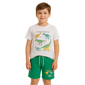 Jungen Dinosaurier Shorts Set Weiß Ceo c-003-14525-3