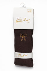 Rajstopy pachnące kokardka cyrkonie dziewczęce czekolada Pier Lone PL-2447-161225-17