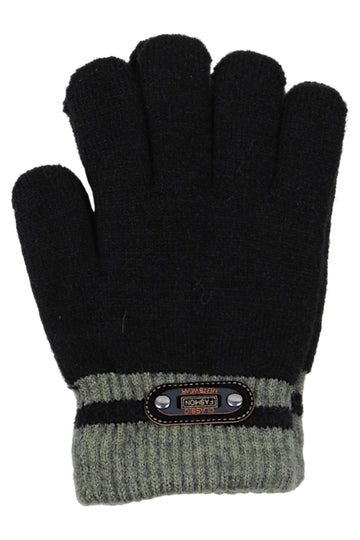 Klassische Handschuhe Jungen Schwarze Euro-Handschuhe D-298-91025-14
