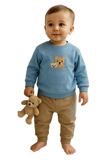 Mein hübscher Baby-Teddybär-Trainingsanzug in der Tasche, Jungen Blau G172885-241025-35