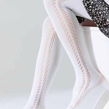 Durchbrochene Strumpfhose für Mädchen, weiß, Kidodido k32212-15425