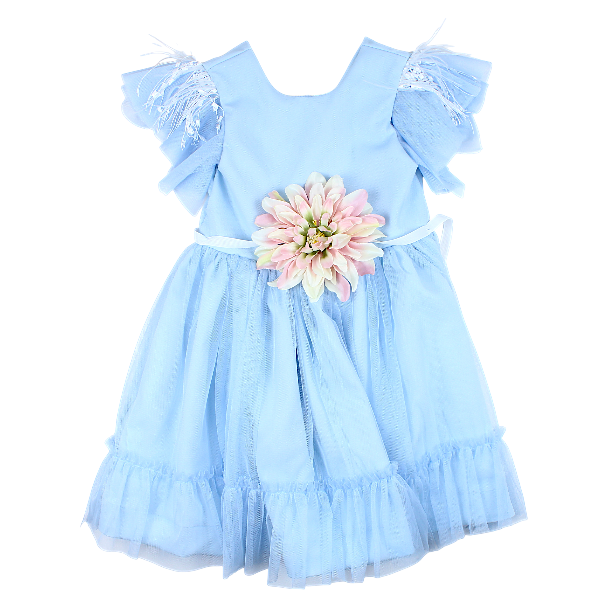 Mädchen Abendkleid mit Blumen, blau Talka 4336-24-21325