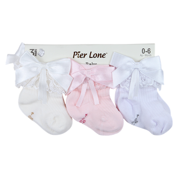 Pier Lone P-1884-14425 3er-Pack Mädchensocken, weiß