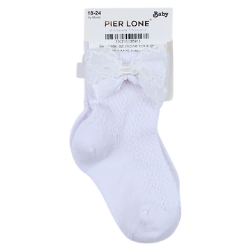 Weiße durchbrochene Schleifensocken für Mädchen Pier Lone P-1886-14425