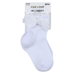 Weiße durchbrochene Schleifensocken für Mädchen Pier Lone P-1886-14425