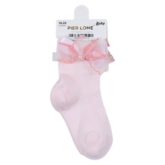 Durchbrochene Schleifensocken für Mädchen, rosa, Pier Lone P-1886-14425