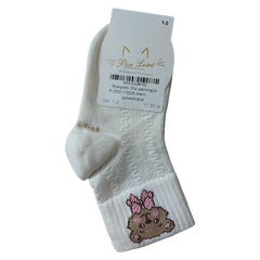 Pier Lone Cremefarbene Teddybär-Socken mit Duft für Mädchen P-2523-13525