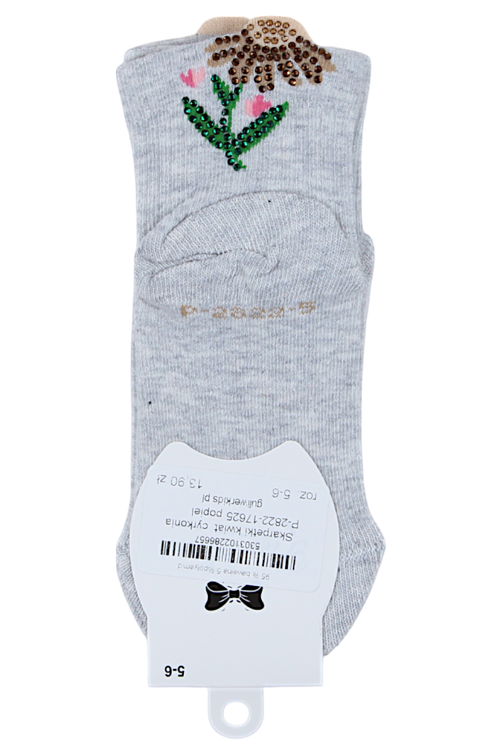 Mädchensocken Blume Zirkonia Asche Pier Lone P-2822-17625