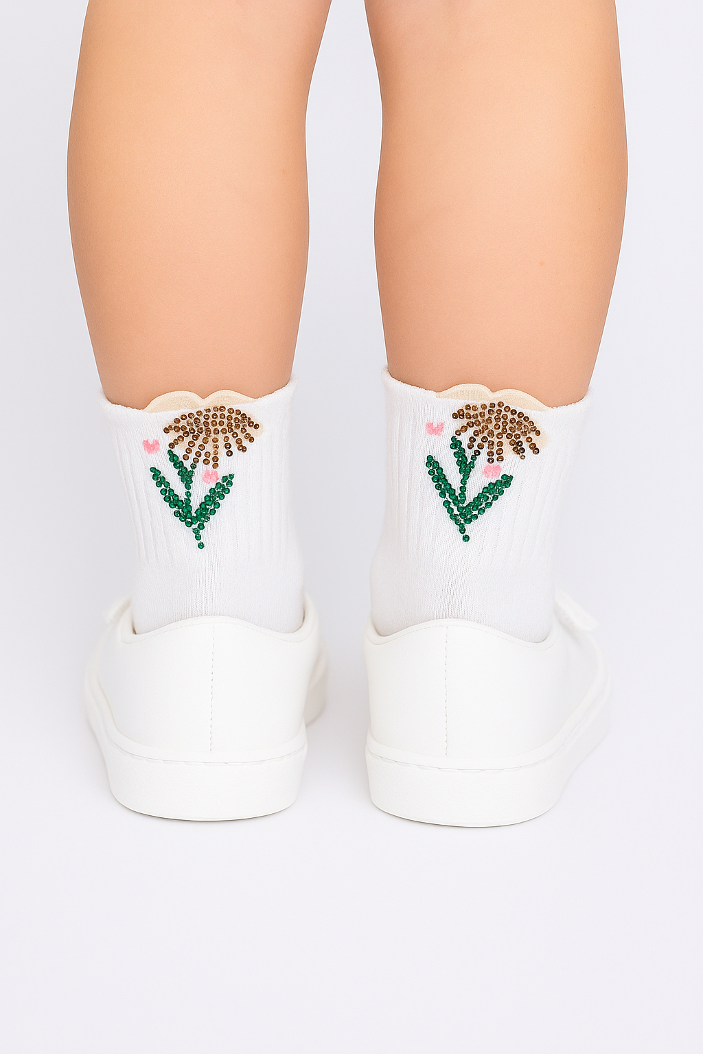 Cremefarbene Mädchensocken mit Zirkonblume Pier Lone P-2822-17625