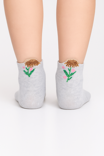 Mädchensocken Blume Zirkonia Asche Pier Lone P-2822-17625