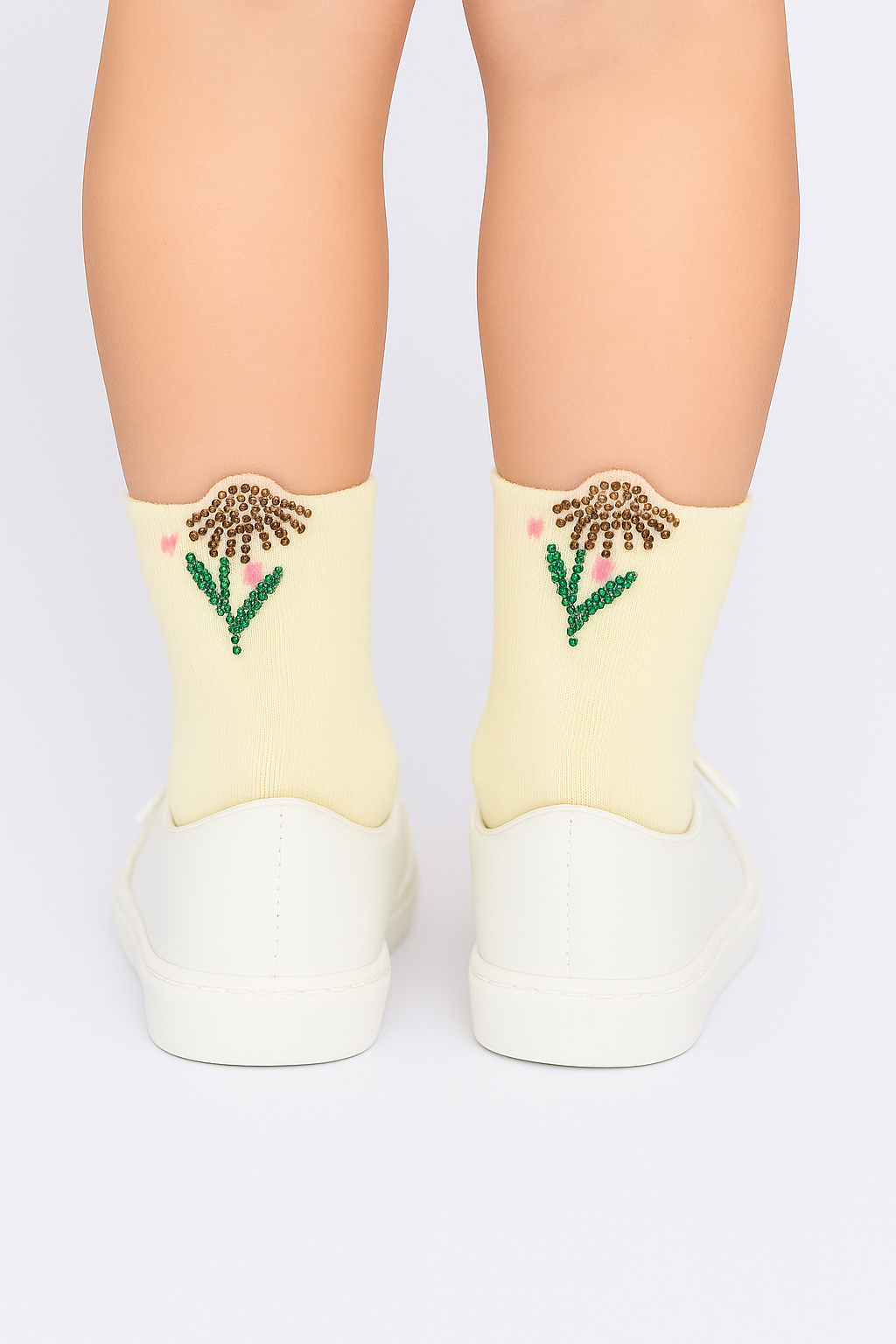 Gelbe Mädchensocken mit Zirkonia-Blumen Pier Lone P-2822-17625