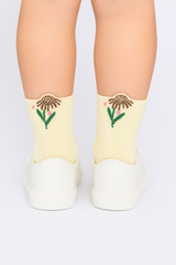 Gelbe Mädchensocken mit Zirkonia-Blumen Pier Lone P-2822-17625