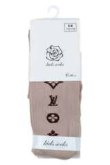 Mädchenstrumpfhose mit Muster, beige, Pier Lone Pl-1753-291025