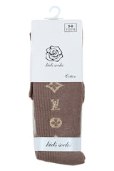 Gemusterte Strumpfhose für Mädchen, braun, Pier Lone Pl-1753-291025