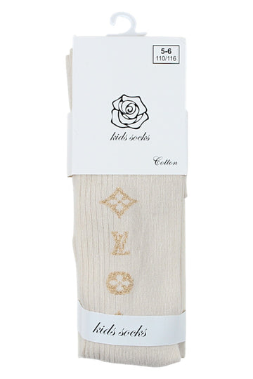 Gemusterte Strumpfhose für Mädchen, hellbeige, Pier Lone Pl-1753-291025