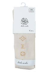 Gemusterte Strumpfhose für Mädchen, hellbeige, Pier Lone Pl-1753-291025