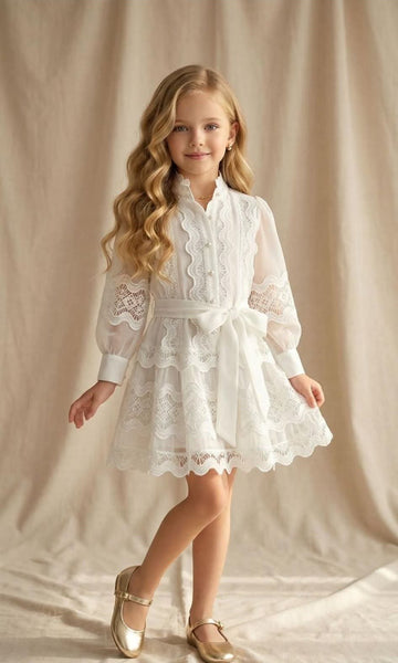 Sukienka haft dziewczęca biały Kids Star R010-13426
