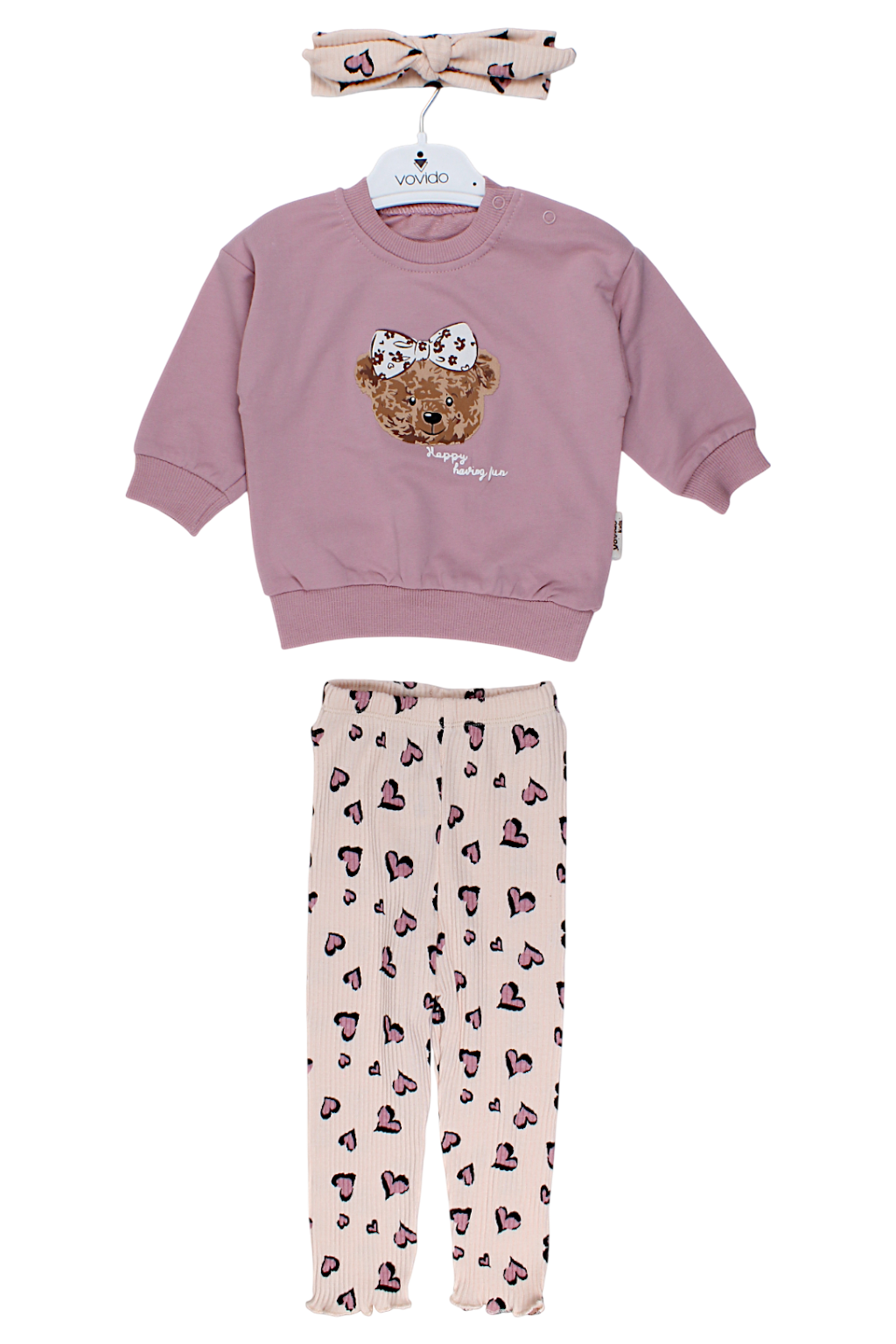 3-teiliges Set mit Haarband, mädchenhaft, altrosa, Vovido V2812-11925-5