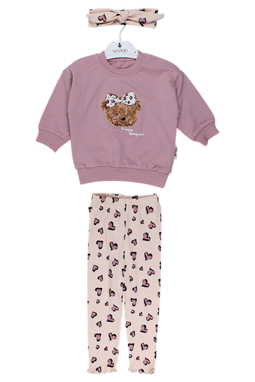 3-teiliges Set mit Haarband, mädchenhaft, altrosa, Vovido V2812-11925-5