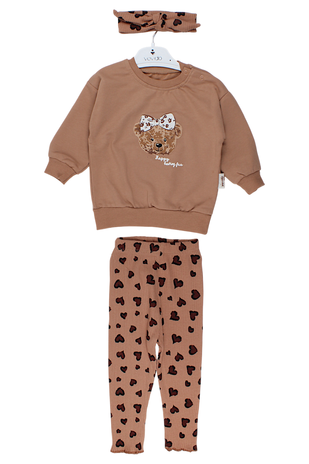 3-teiliges Set mit Haarband für Mädchen, Schokoladenbraun, Vovido V2812-11925