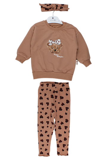 3-teiliges Set mit Haarband für Mädchen, Schokoladenbraun, Vovido V2812-11925