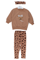 3-teiliges Set mit Haarband für Mädchen, Schokoladenbraun, Vovido V2812-11925