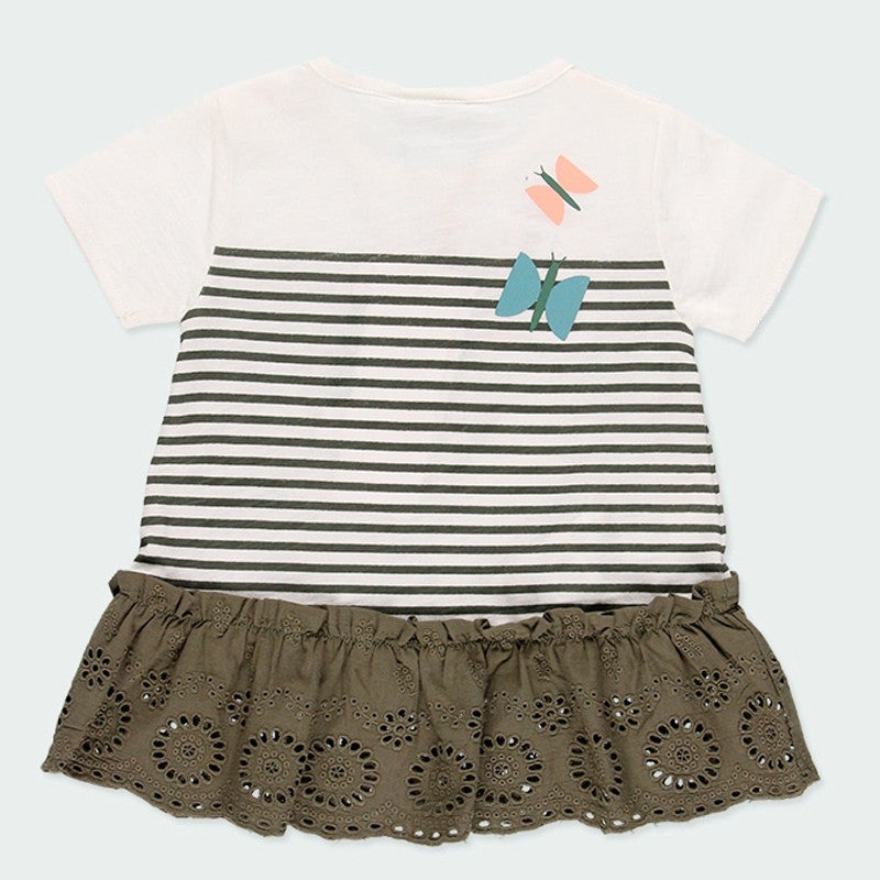 Boboli 234111-1111 Kleid für Mädchen, weiß/grün