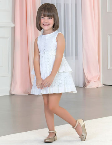 Abel &amp; Lula 5026-1 Weißes Abendkleid für Mädchen