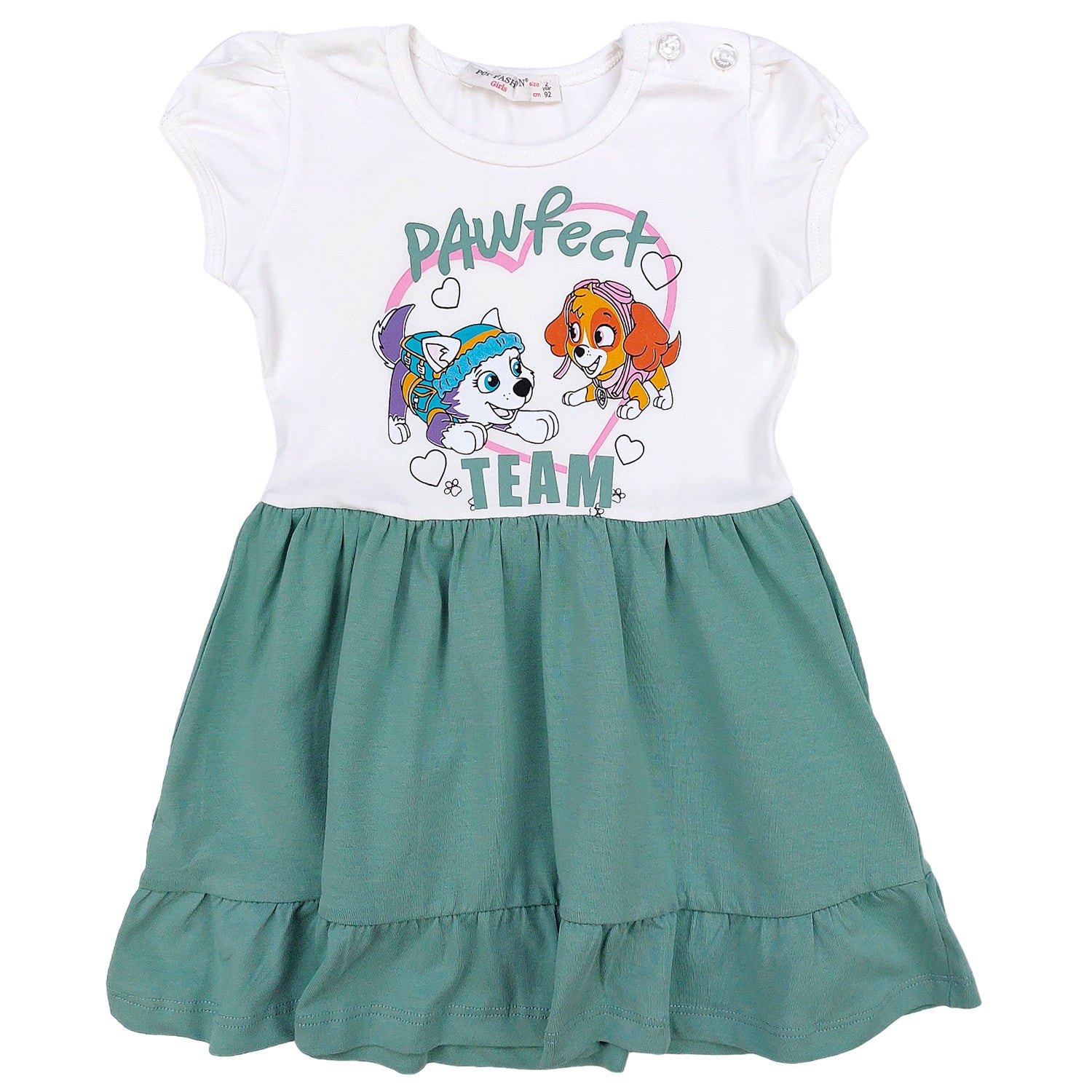 Baumwollkleid für Mädchen grün 7168-24624 GKMOD