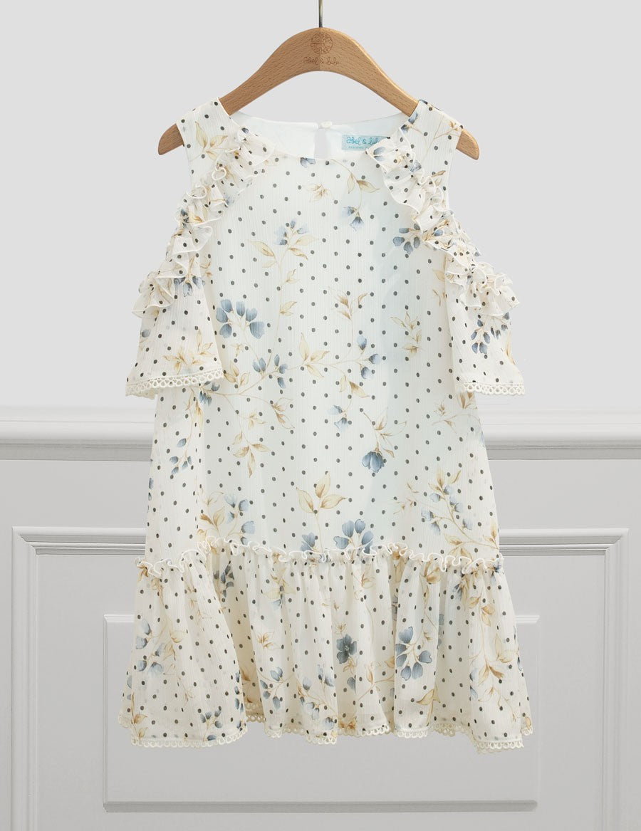 Abel &amp; Lula 5047-4 Marineblaues Kleid mit Rüschen für Mädchen