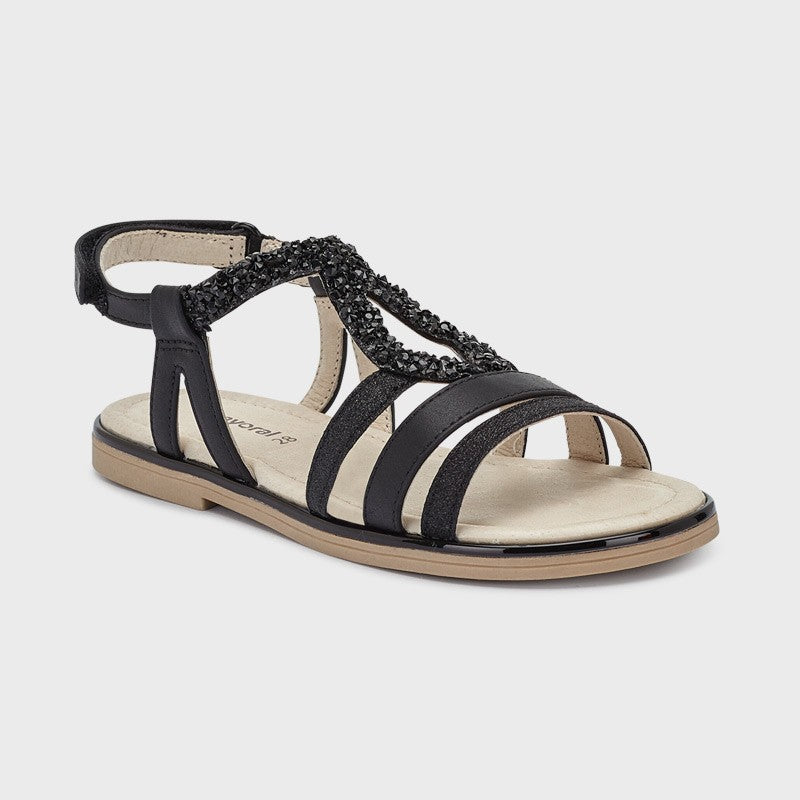 Sandalen mit Steinen für Mädchen Mayoral 45271-28 schwarz