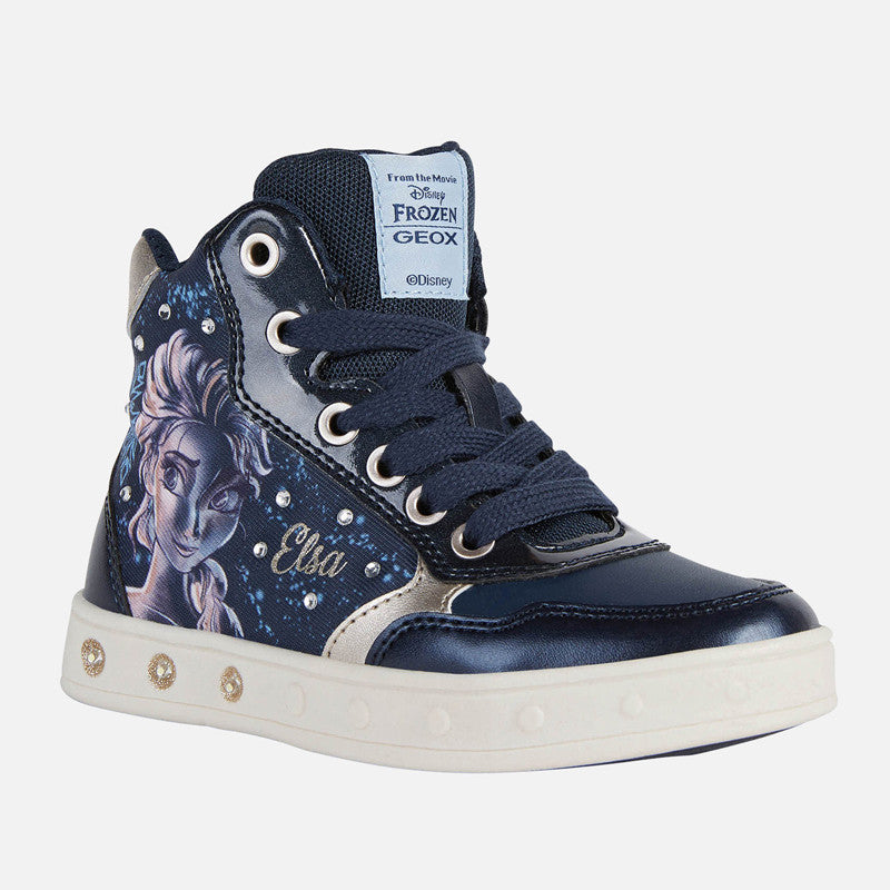 Glänzende Mädchen-Sneaker Geox J268WE-0ANAJ-C4256 marineblau