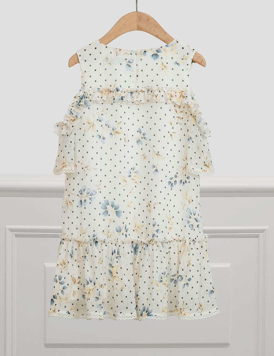 Abel &amp; Lula 5047-4 Marineblaues Kleid mit Rüschen für Mädchen