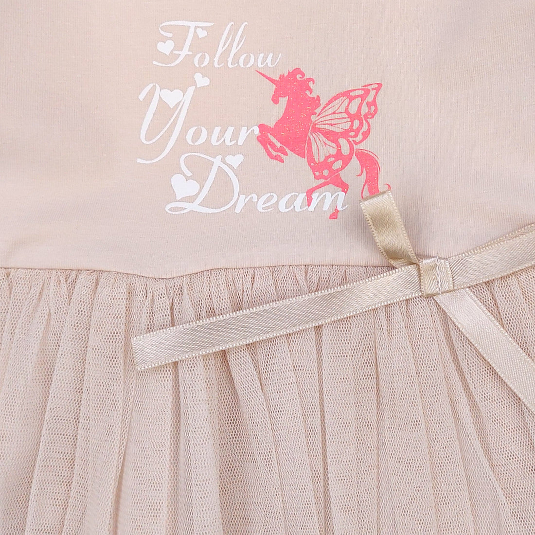 Beiges Tüllkleid für Mädchen 19065-7524 GKMOD