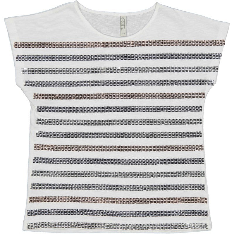 T-Shirt mit Pailletten für Mädchen Birba&amp;Trybeyond 24445-10E cremefarben
