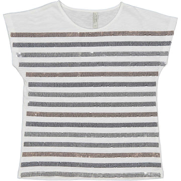 T-Shirt mit Pailletten für Mädchen Birba&amp;Trybeyond 24445-10E cremefarben