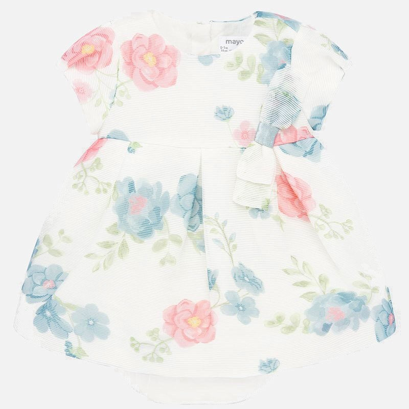 Mayoral 1875-88 Blaues Mädchenkleid mit Blumenmuster